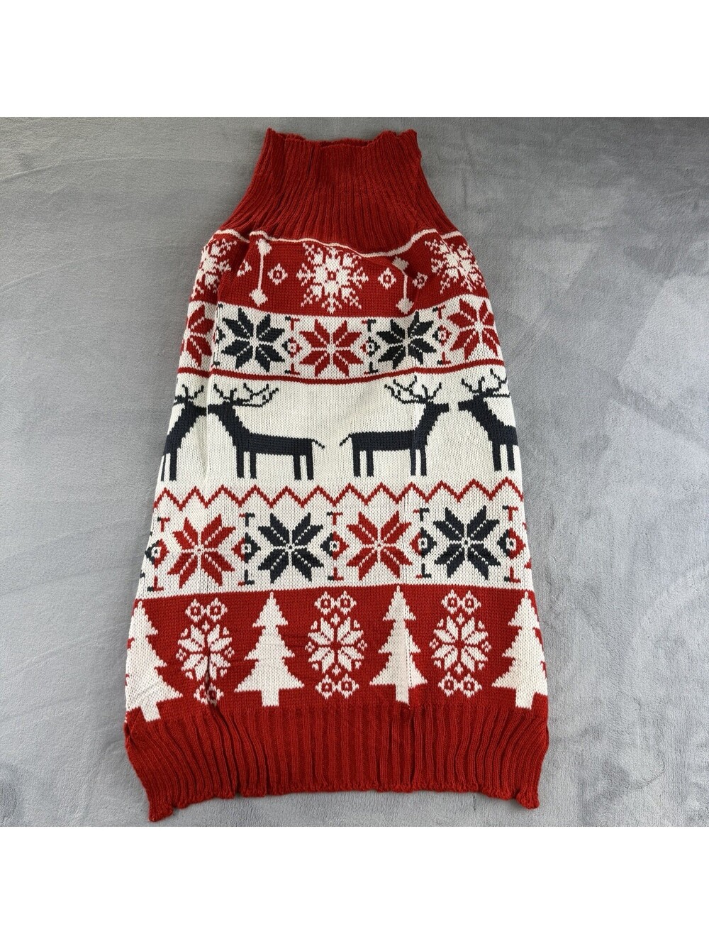 2XL Red Christmas Dog Sweater Nordic Fair Isle Reindeer Snowflake Knit Holiday